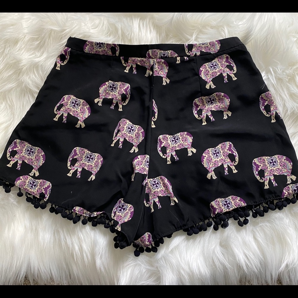 NWT ASOS Petite elephant print shorts Pom Pom trim - Picture 4 of 4